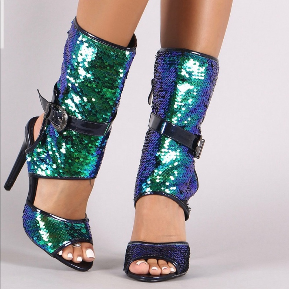Sequin mermaid heels